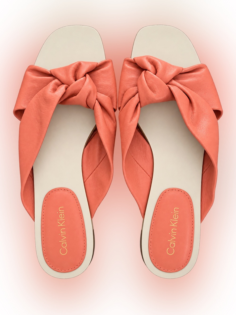 Calvin Klein Coral Twist Leather Slide Sandals